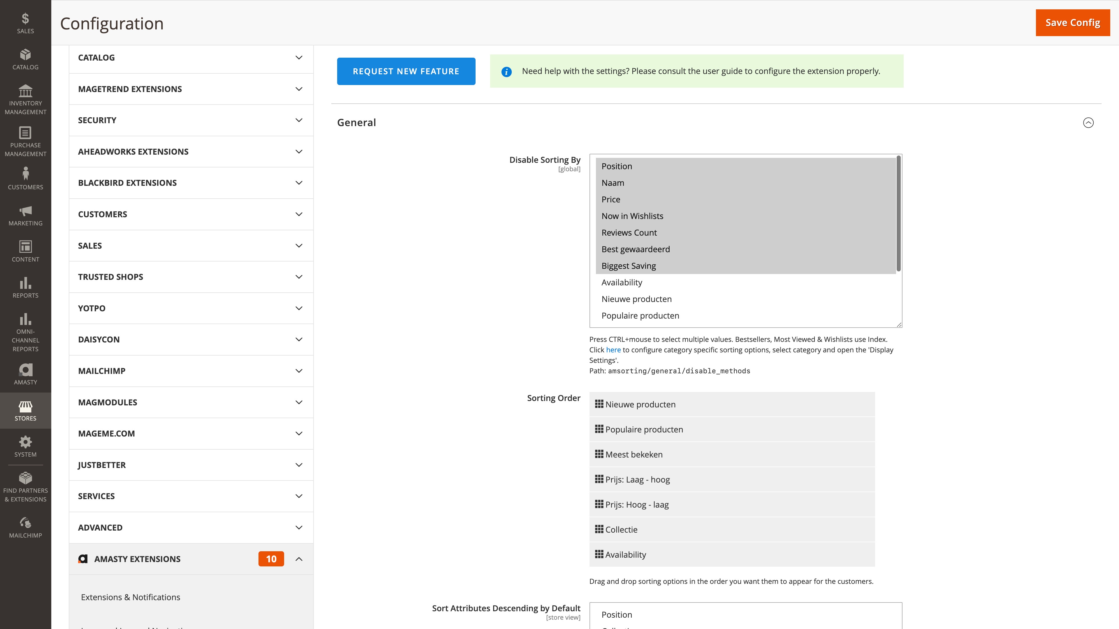 Instellen van de Magento 2 module advanced sorting