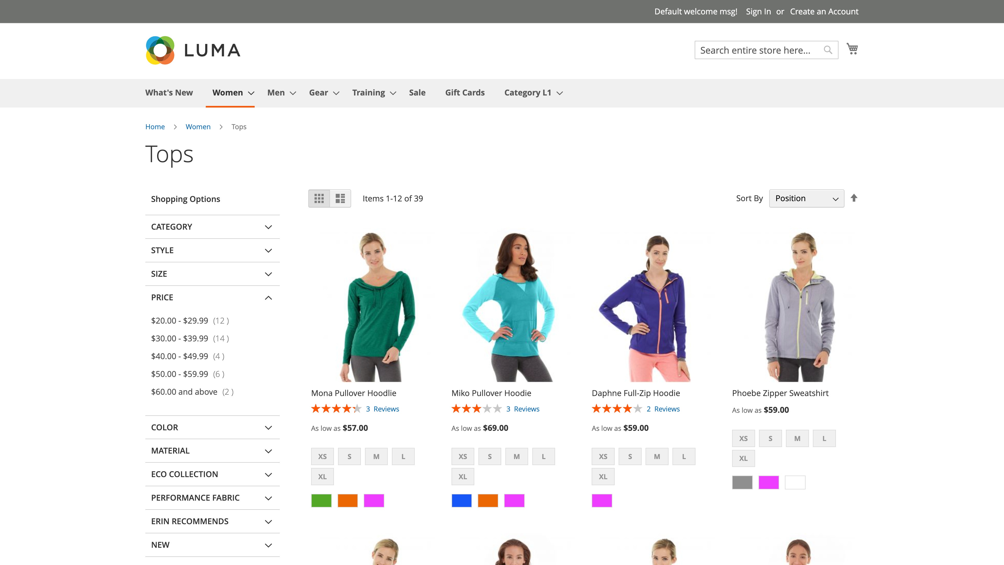 Magento 2 webshop categoriepagina