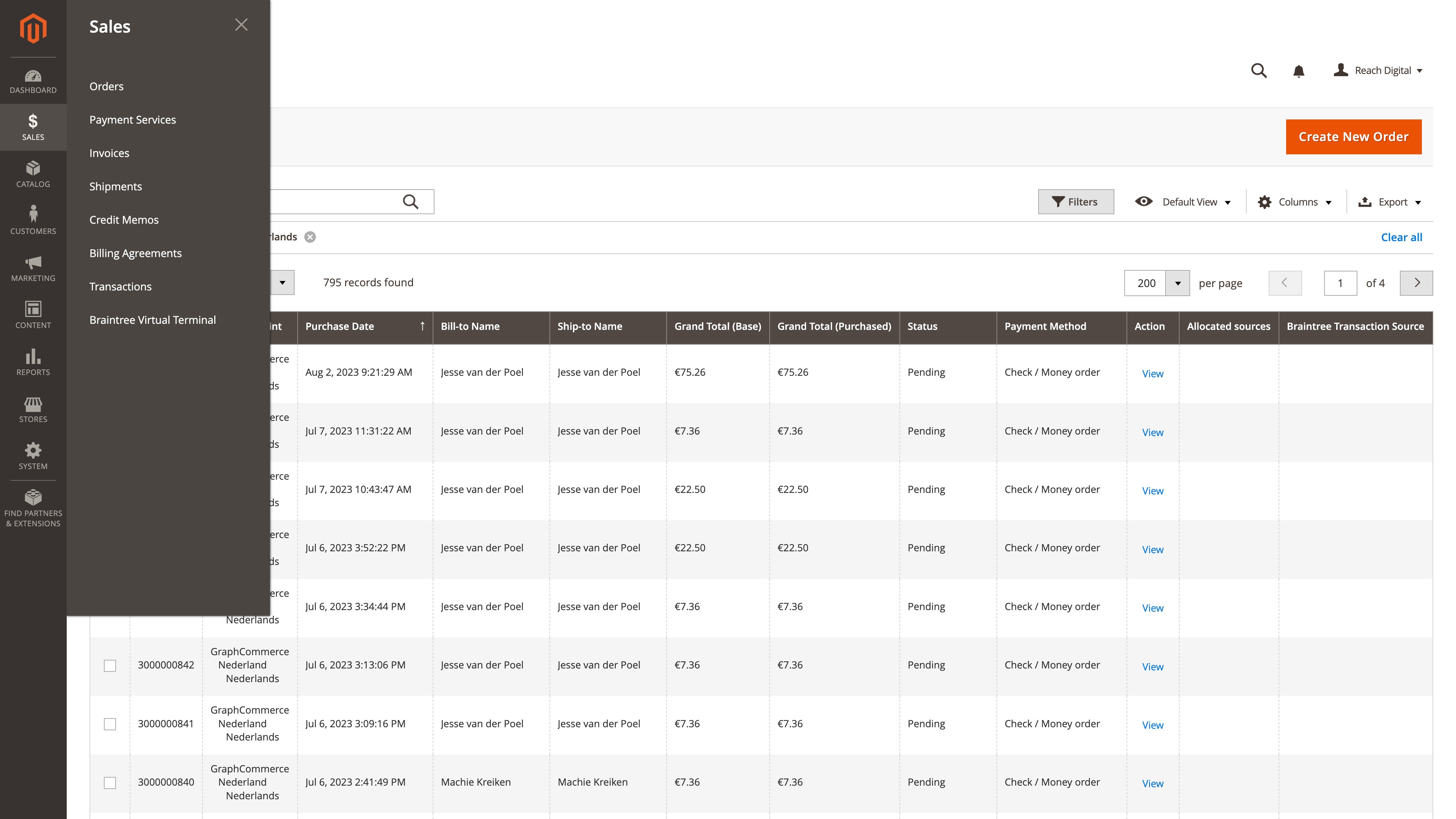 Sales overview in Magento 2.4.7 admin panel